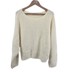 Abercrombie & Fitch Sweater Womens S/M Cream Batwing Chunky Knit Scoop Neck